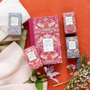 William Morris Strawberry Thief Patchouli & Red Berry Guest Soaps in Book Style Gift Box