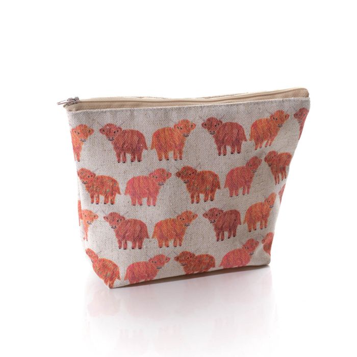 'Rainbow Coo' Highland Cow Cosmetic Pouch Bag - Langs